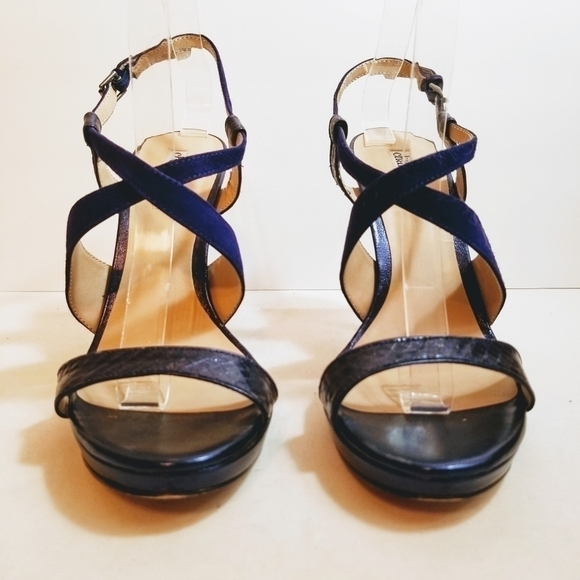 Charles David Purple Leather Strappy Ankle Heels 8 - Picture 6 of 8